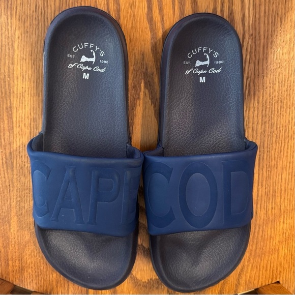 NWOT Cuffy’s Slides Blue Men’s Size 39 6.5 Women’s Size 8.5 Navy Blue Soles - Picture 3 of 3